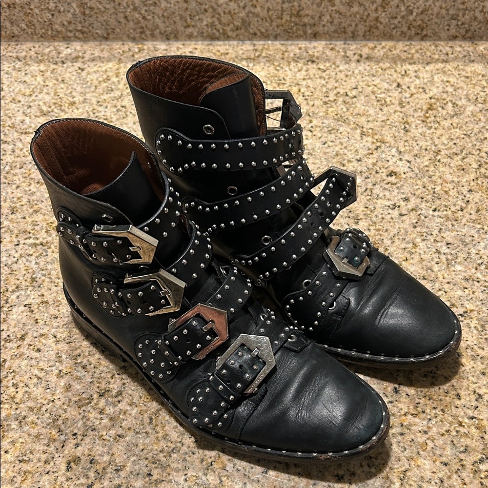 Givenchy Studded Black Leather Ankle Boots